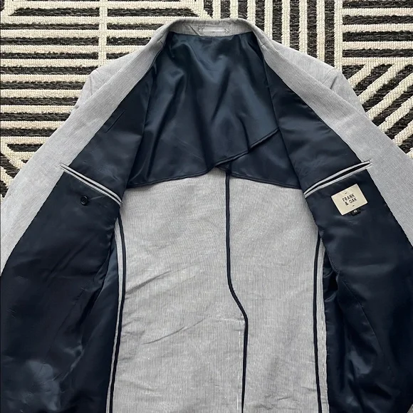 Frank & Oak Blue & Grey Pinstripe Men's Blazer - Picture 3 of 3